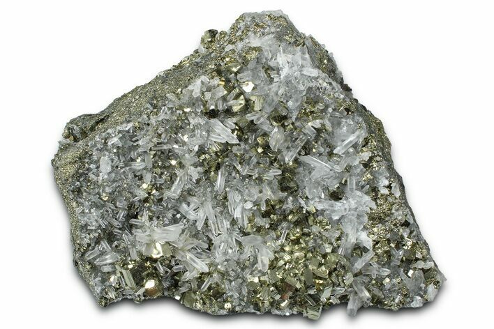 Gleaming Pyrite Crystals with Quartz - Peru #369821